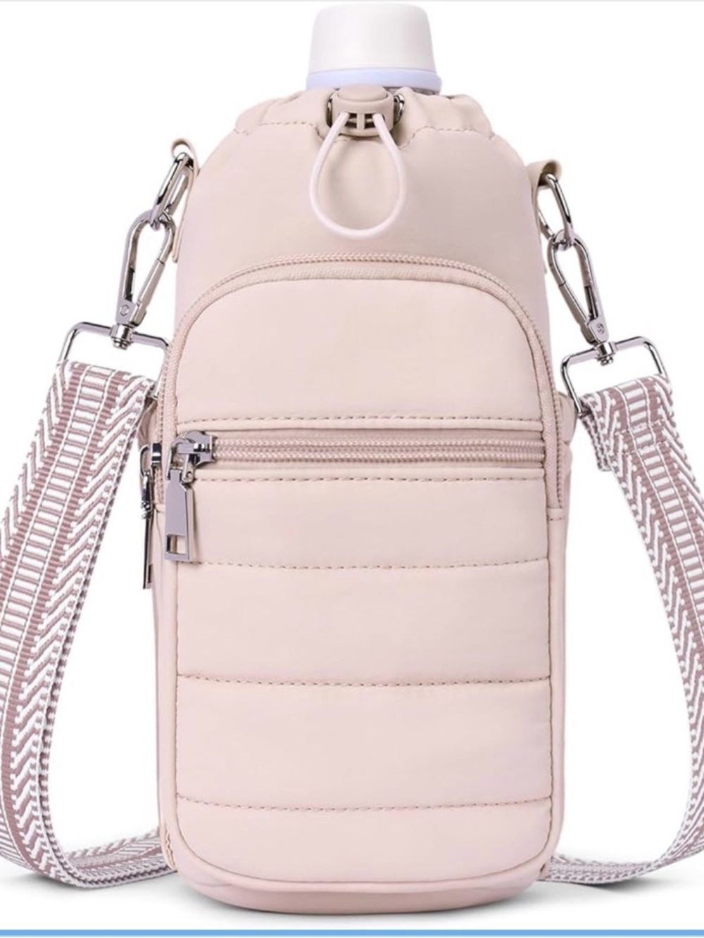 Cute Bottle Carrier Bag crossbody Strap | Fits 40oz Stanley -Pockets & Insulated